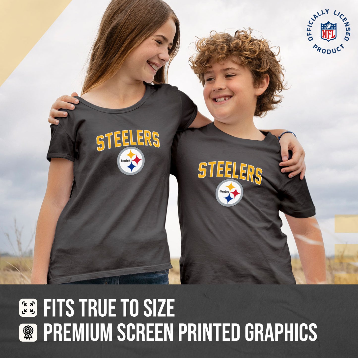 Pittsburgh Steelers NFL Youth Home Team Tee- Youth Pro Football T-Shirt For Boys & Girls Kids clothes - Sport Gray