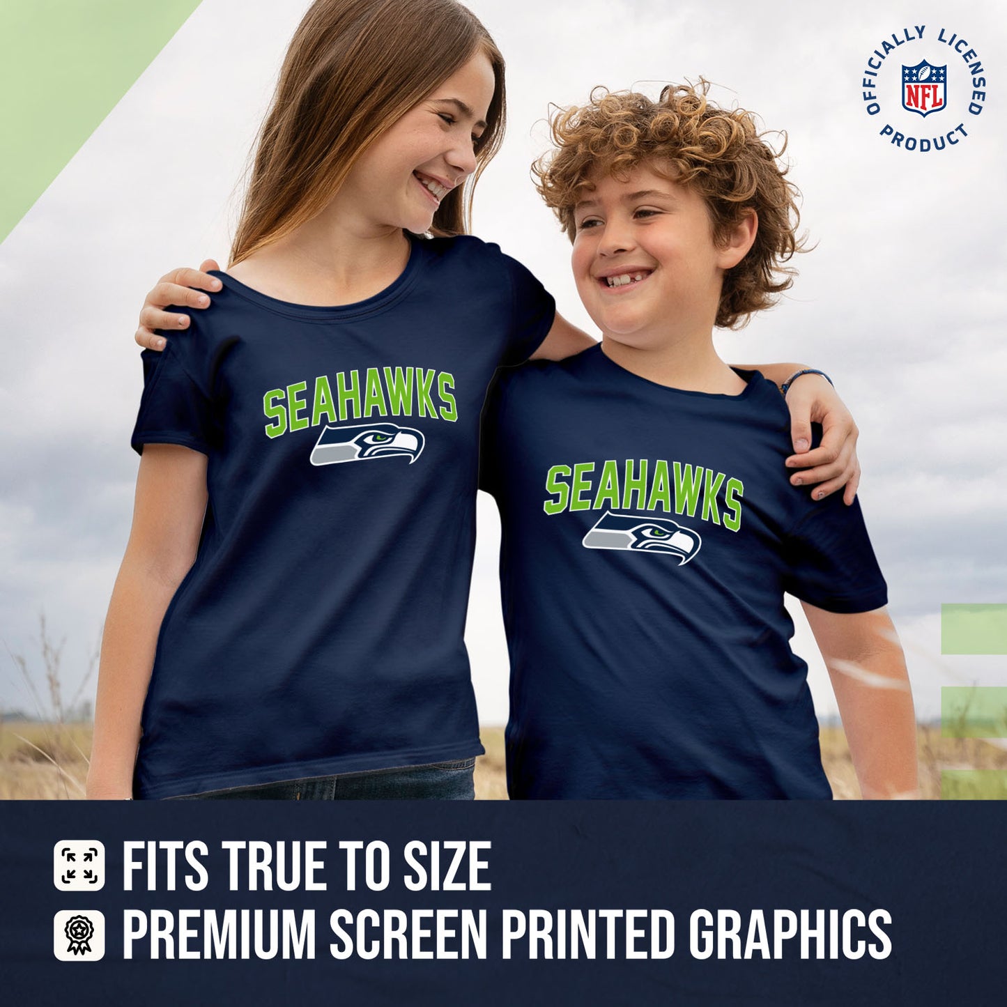 Seattle Seahawks NFL Youth Home Team Tee- Youth Pro Football T-Shirt For Boys & Girls Kids clothes - Navy