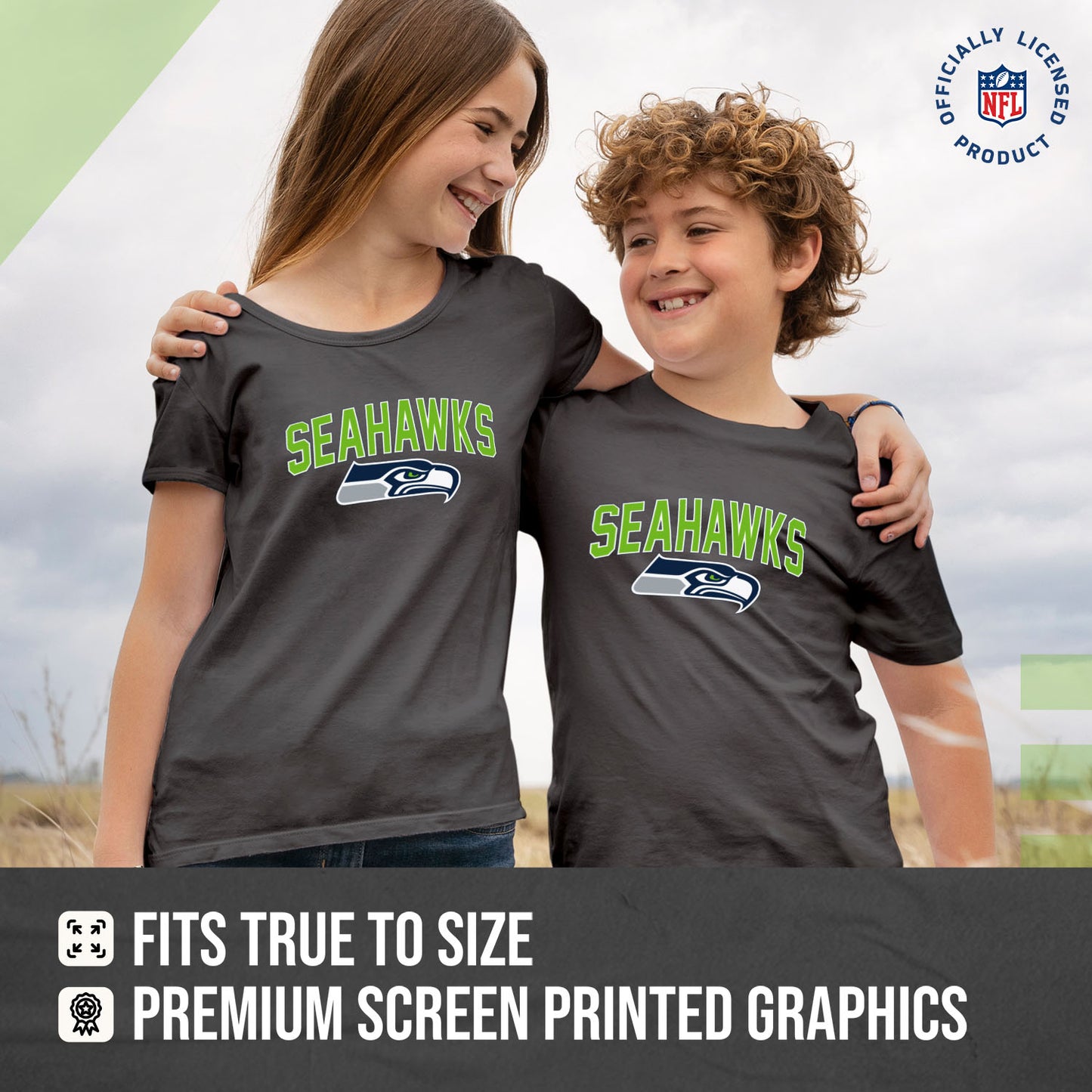 Seattle Seahawks NFL Youth Home Team Tee- Youth Pro Football T-Shirt For Boys & Girls Kids clothes - Sport Gray