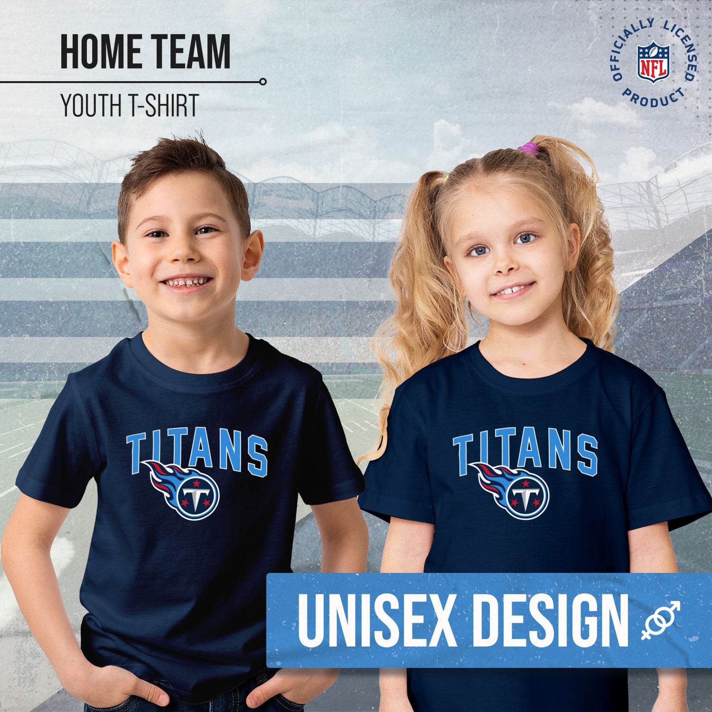 Tennessee Titans NFL Youth Home Team Tee- Youth Pro Football T-Shirt For Boys & Girls Kids clothes - Navy