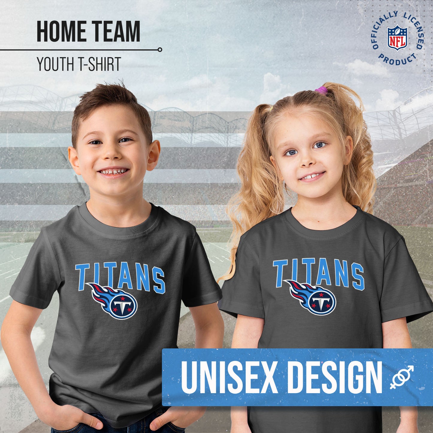 Tennessee Titans NFL Youth Home Team Tee- Youth Pro Football T-Shirt For Boys & Girls Kids clothes - Sport Gray