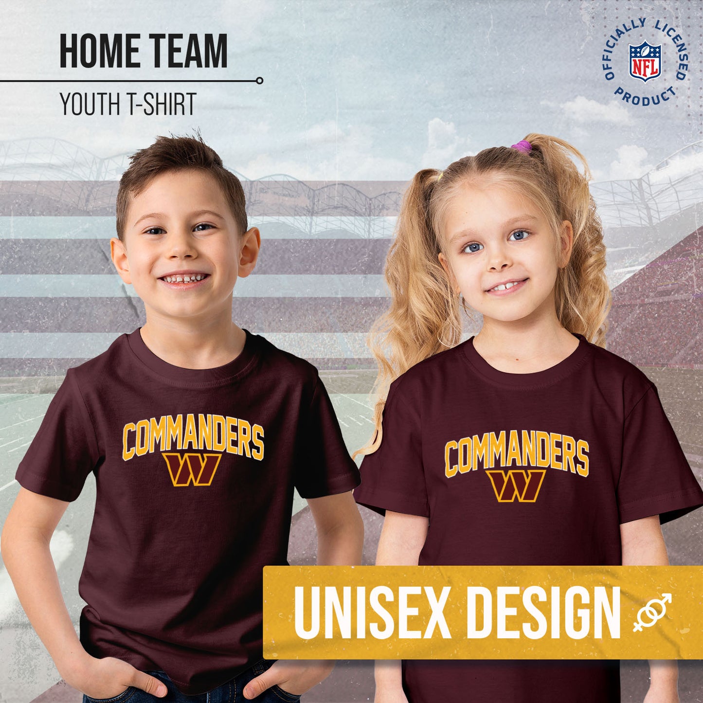Washington Commanders NFL Youth Home Team Tee- Youth Pro Football T-Shirt For Boys & Girls Kids clothes - Maroon