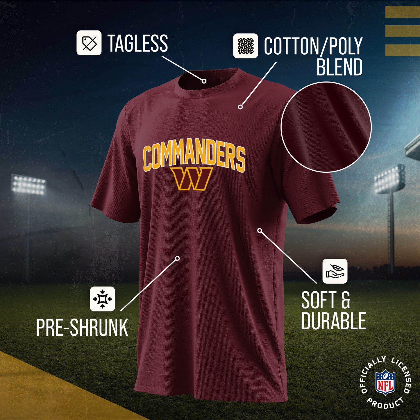Washington Commanders NFL Youth Home Team Tee- Youth Pro Football T-Shirt For Boys & Girls Kids clothes - Maroon