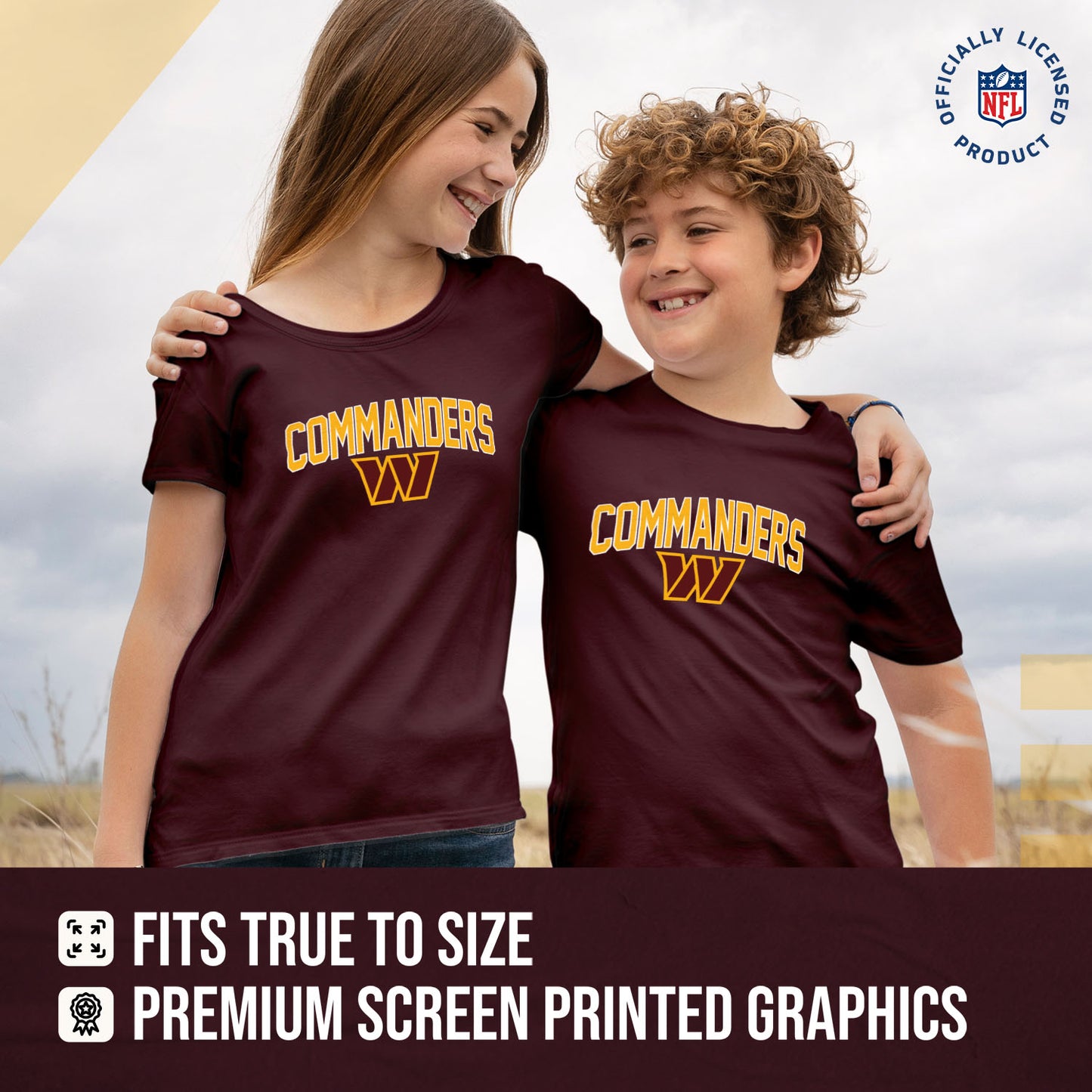 Washington Commanders NFL Youth Home Team Tee- Youth Pro Football T-Shirt For Boys & Girls Kids clothes - Maroon