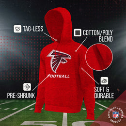 Atlanta Falcons NFL Youth Run City Hoodie- Kids Pro Football Pullover Sweatshirt- Officially Licensed - Red