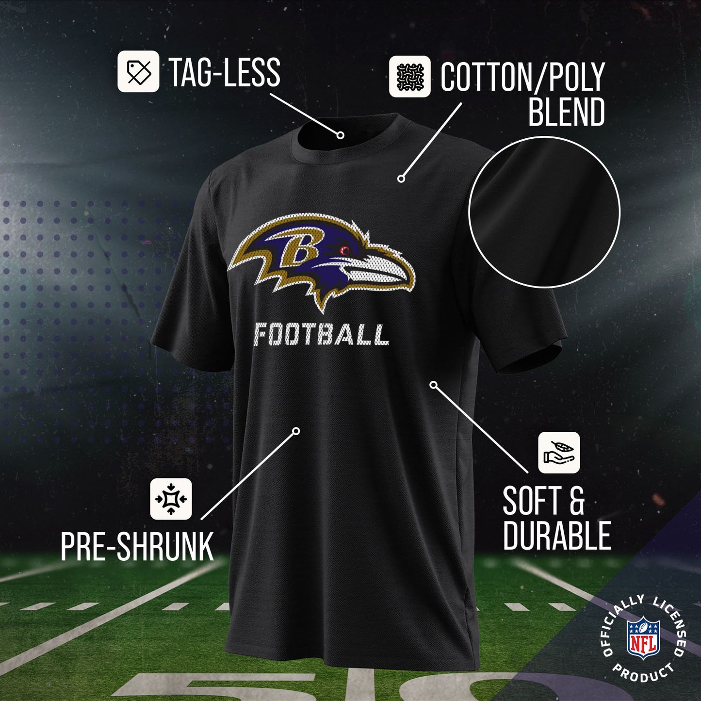 Baltimore Ravens NFL Youth Run City Tee - Black