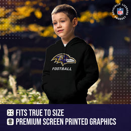 Baltimore Ravens NFL Youth Run City Hoodie- Kids Pro Football Pullover Sweatshirt- Officially Licensed - Black