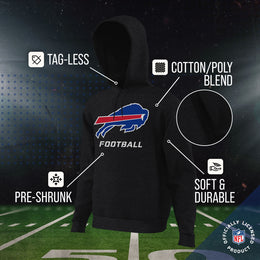 Buffalo Bills NFL Youth Run City Hoodie- Kids Pro Football Pullover Sweatshirt- Officially Licensed - Black
