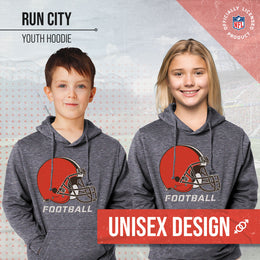 Cleveland Browns NFL Youth Run City Hoodie- Kids Pro Football Pullover Sweatshirt- Officially Licensed - Sport Gray