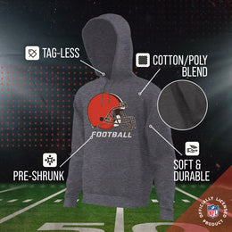 Cleveland Browns NFL Youth Run City Hoodie- Kids Pro Football Pullover Sweatshirt- Officially Licensed - Sport Gray