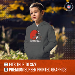 Cleveland Browns NFL Youth Run City Hoodie- Kids Pro Football Pullover Sweatshirt- Officially Licensed - Sport Gray