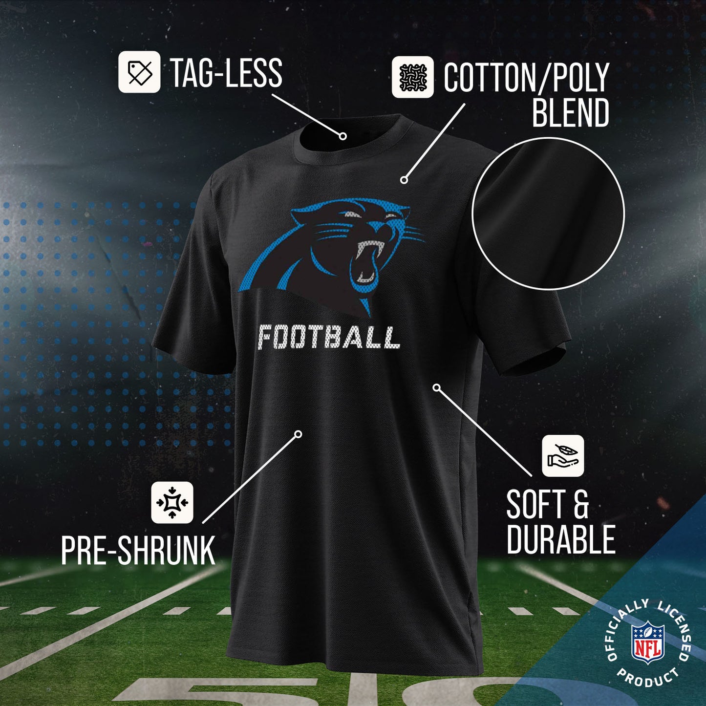 Carolina Panthers NFL Youth Run City Tee - Black
