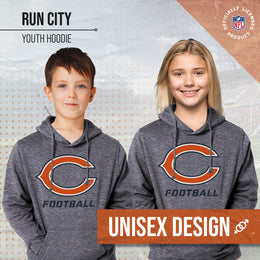 Chicago Bears NFL Youth Run City Hoodie- Kids Pro Football Pullover Sweatshirt- Officially Licensed - Sport Gray