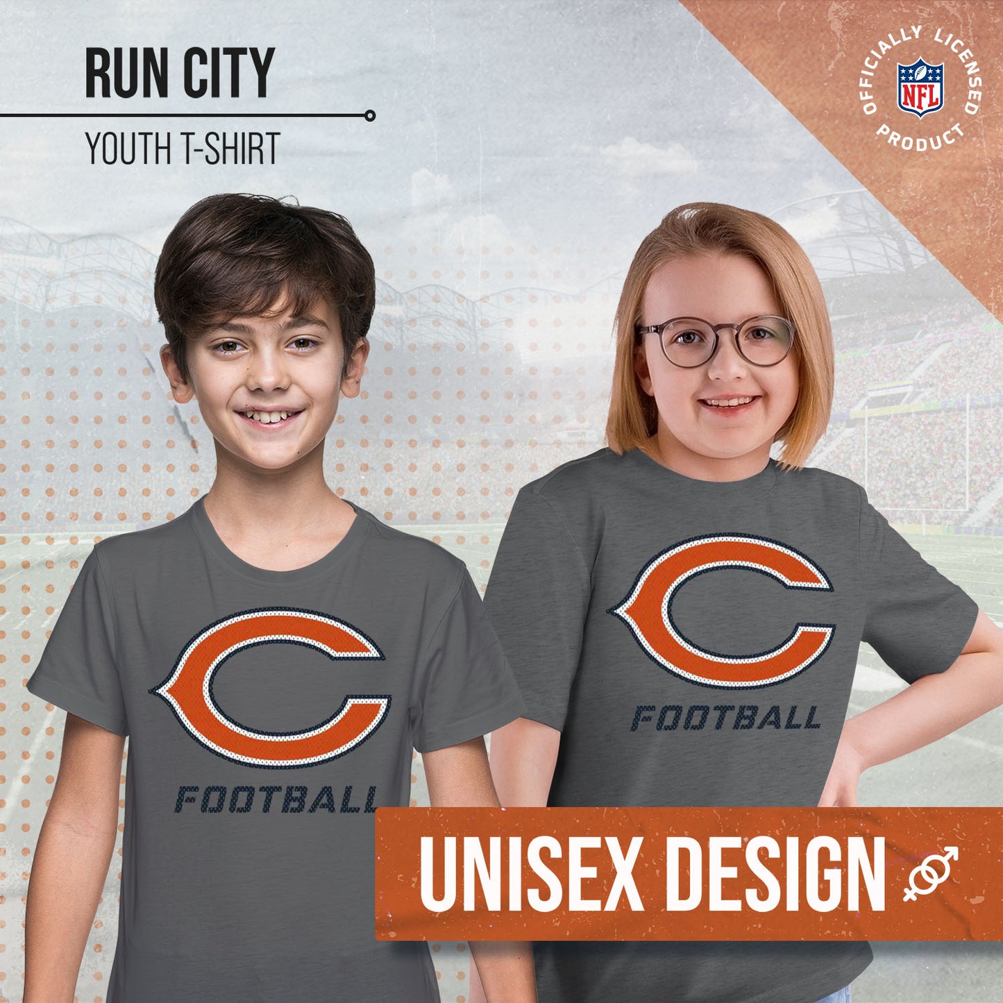 Chicago Bears NFL Youth Run City Tee - Sport Gray