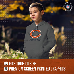 Chicago Bears NFL Youth Run City Hoodie- Kids Pro Football Pullover Sweatshirt- Officially Licensed - Sport Gray