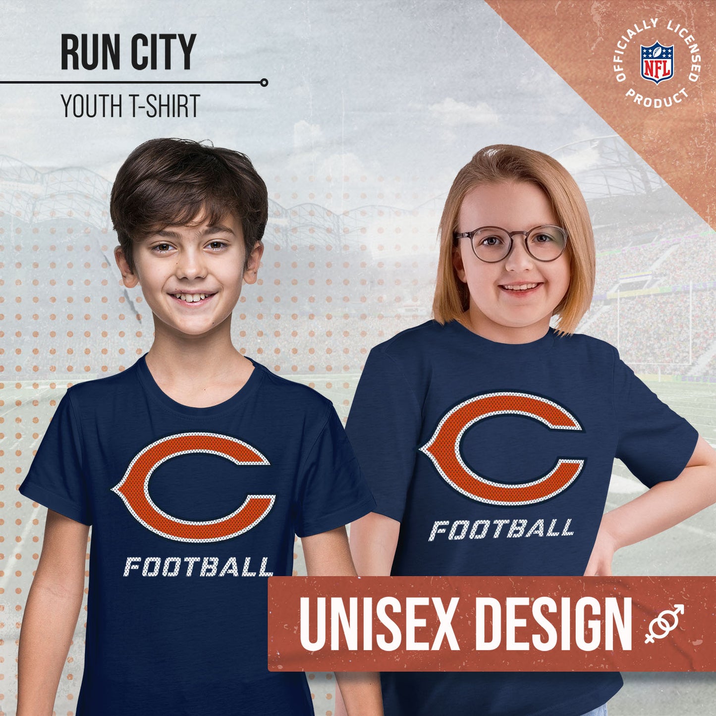Chicago Bears NFL Youth Run City Tee - Navy