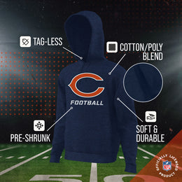 Chicago Bears NFL Youth Run City Hoodie- Kids Pro Football Pullover Sweatshirt- Officially Licensed - Navy