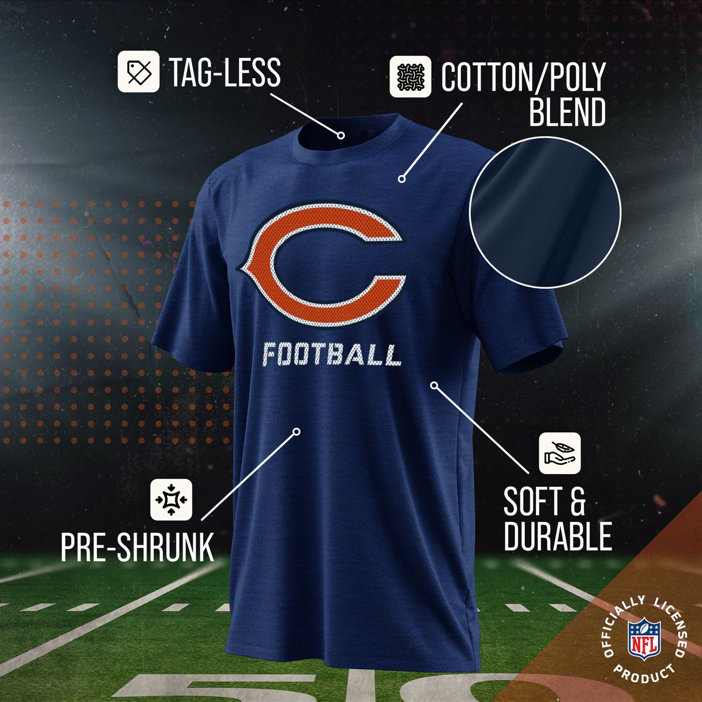 Chicago Bears NFL Youth Run City Tee - Navy