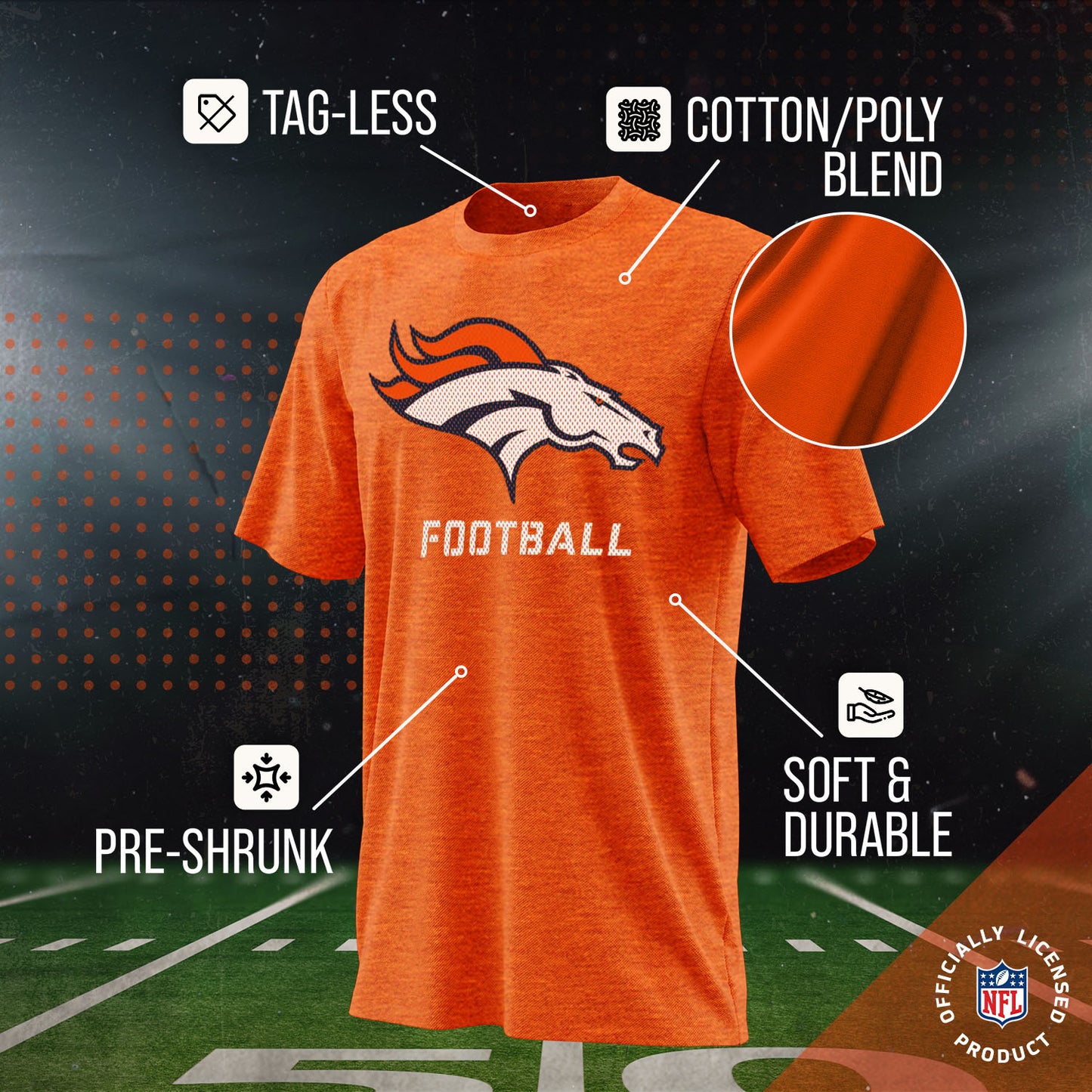 Denver Broncos NFL Youth Run City Tee - Orange