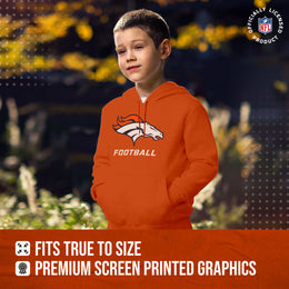 Denver Broncos NFL Youth Run City Hoodie- Kids Pro Football Pullover Sweatshirt- Officially Licensed - Orange