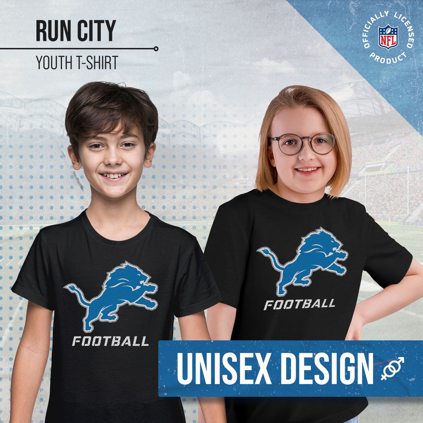 Detroit Lions NFL Youth Run City Tee - Black