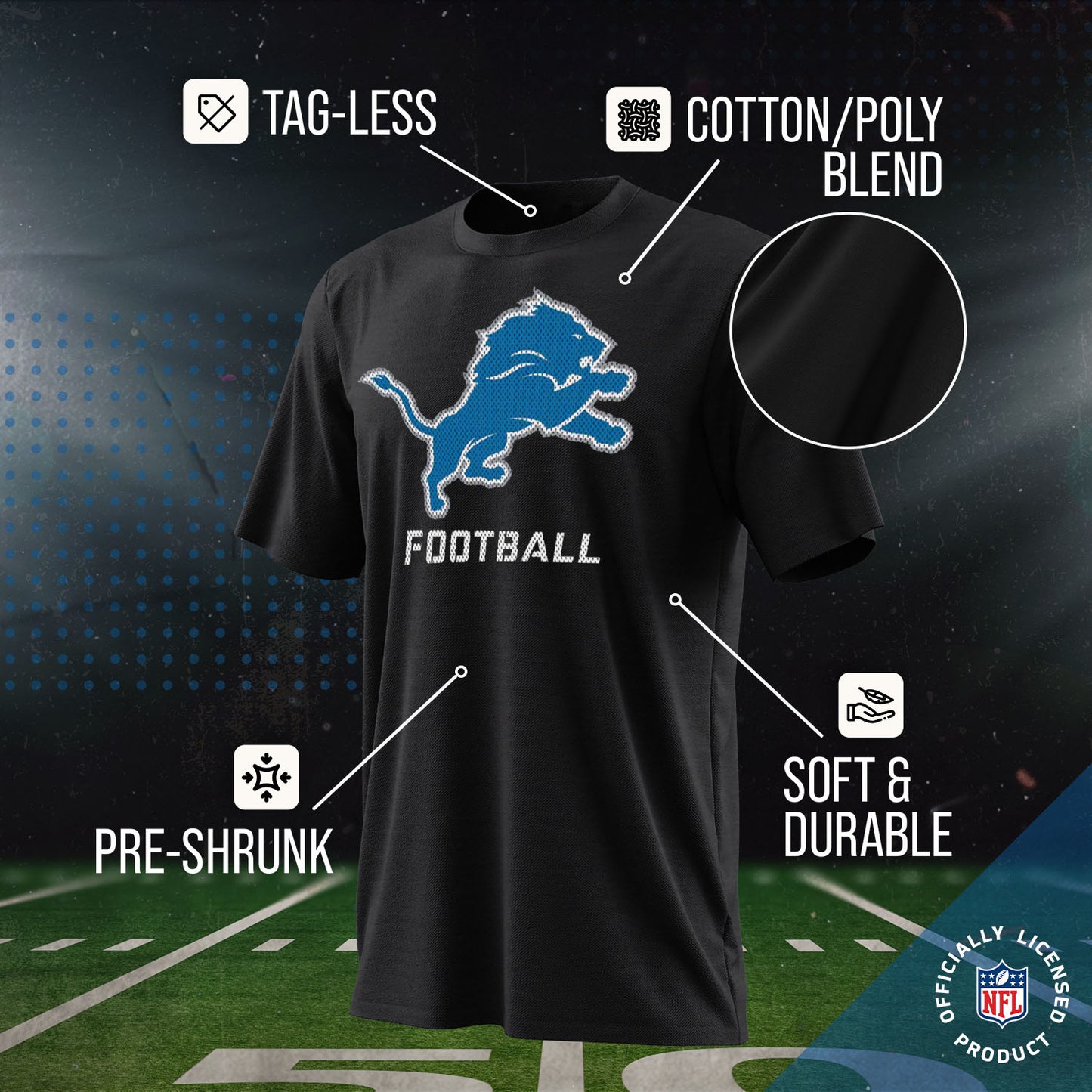 Detroit Lions NFL Youth Run City Tee - Black