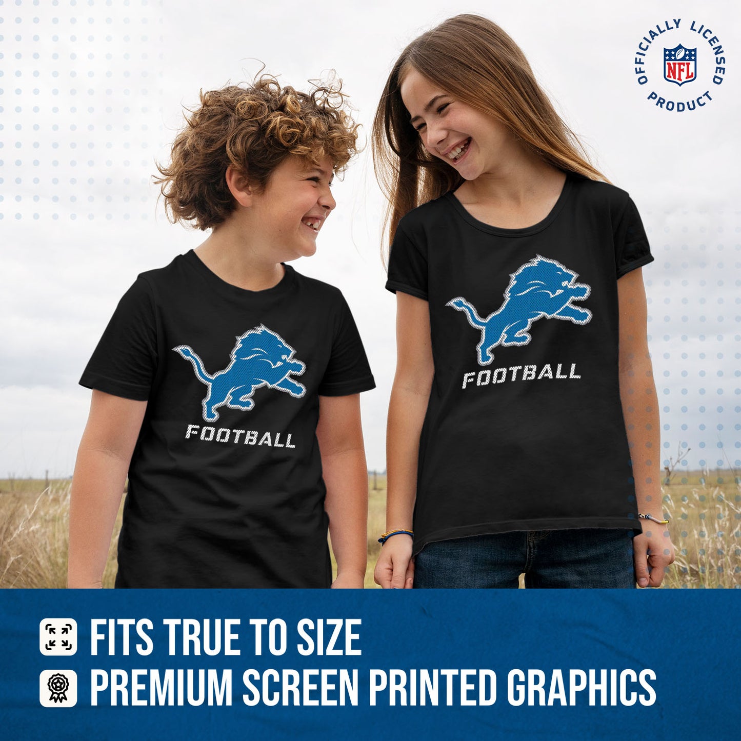 Detroit Lions NFL Youth Run City Tee - Black