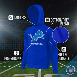 Detroit Lions NFL Youth Run City Hoodie- Kids Pro Football Pullover Sweatshirt- Officially Licensed - Royal