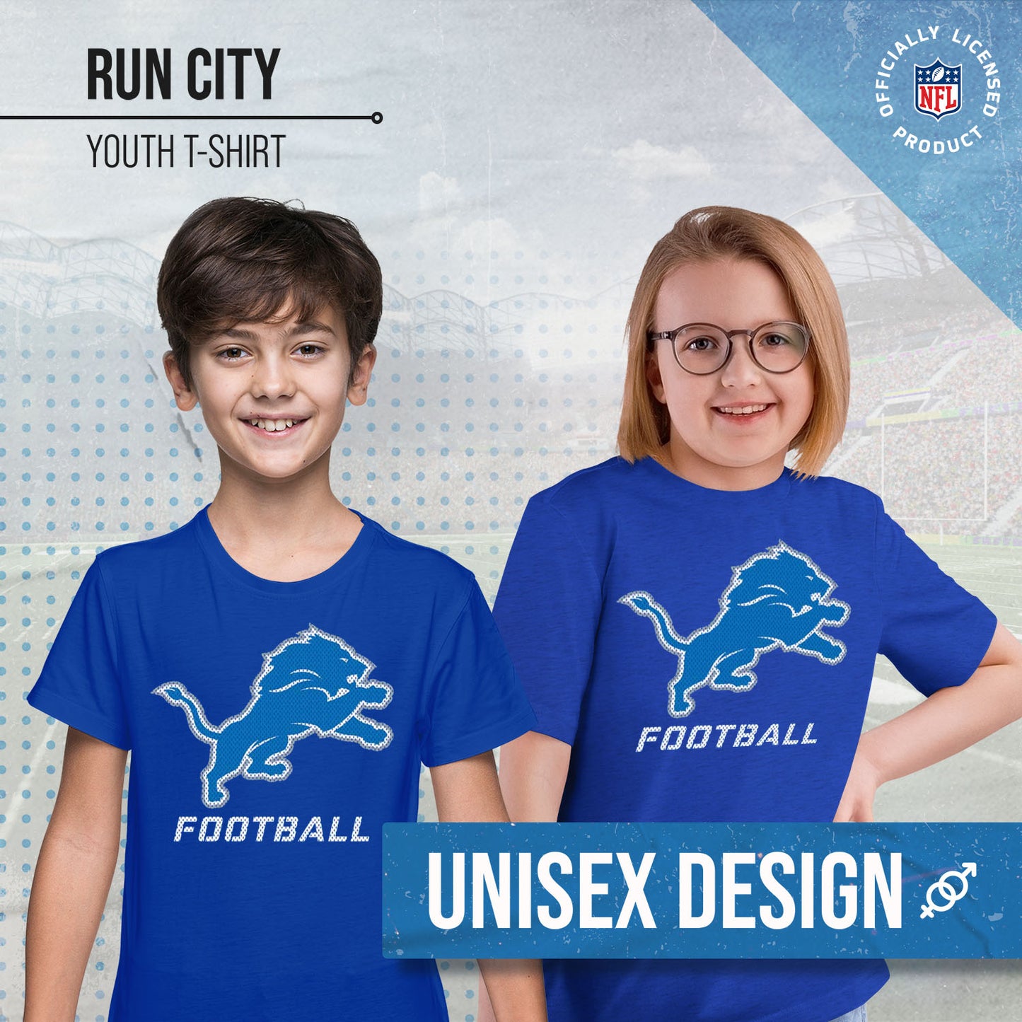 Detroit Lions NFL Youth Run City Tee - Royal