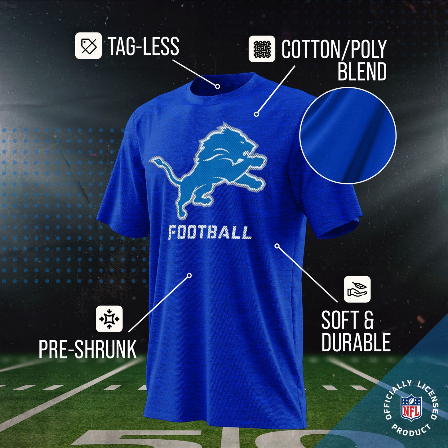 Detroit Lions NFL Youth Run City Tee - Royal