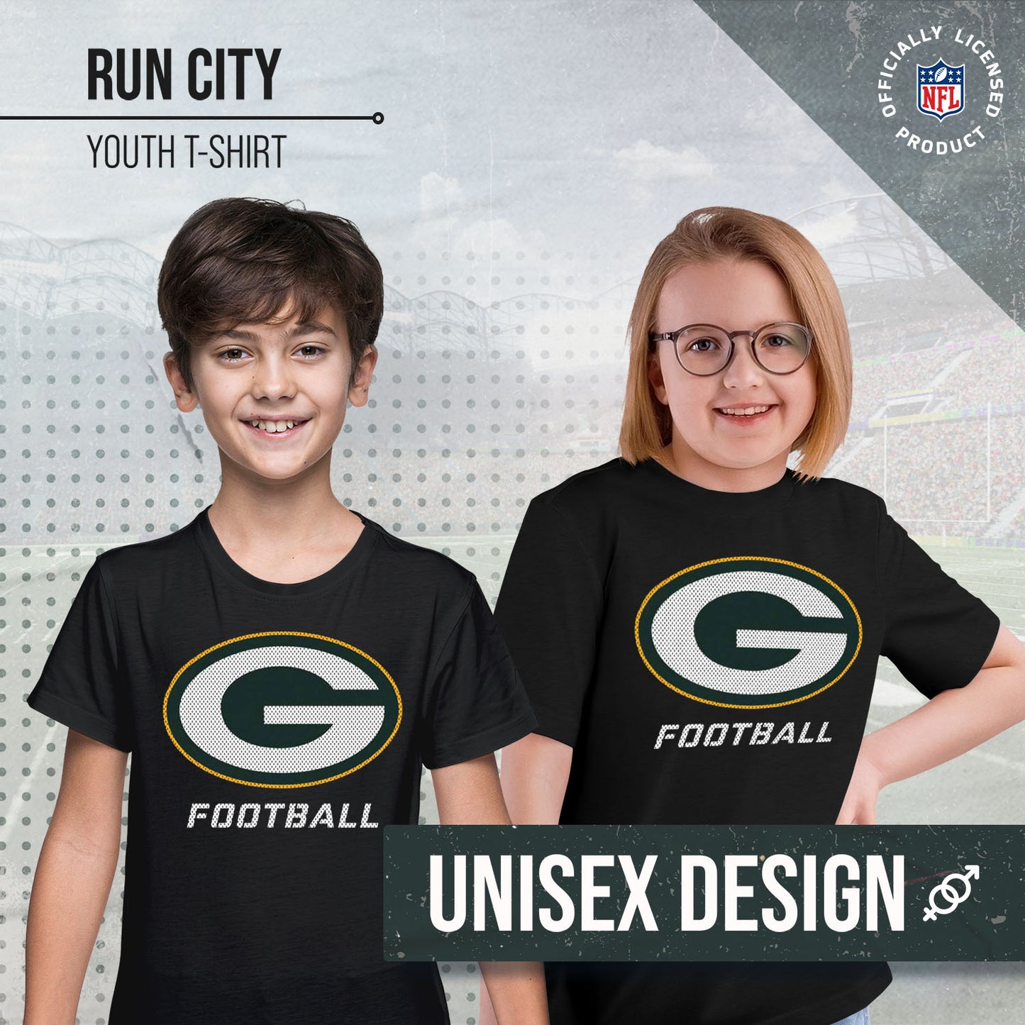 Green Bay Packers NFL Youth Run City Tee - Black