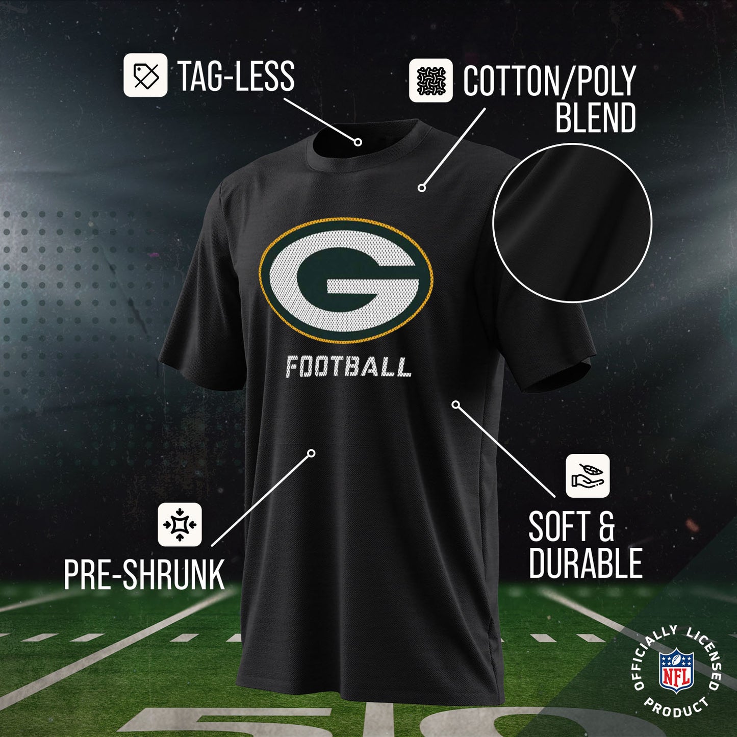 Green Bay Packers NFL Youth Run City Tee - Black