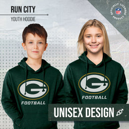 Green Bay Packers NFL Youth Run City Hoodie- Kids Pro Football Pullover Sweatshirt- Officially Licensed - Green