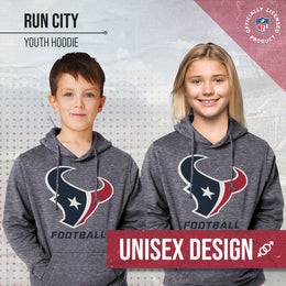 Houston Texans NFL Youth Run City Hoodie- Kids Pro Football Pullover Sweatshirt- Officially Licensed - Sport Gray