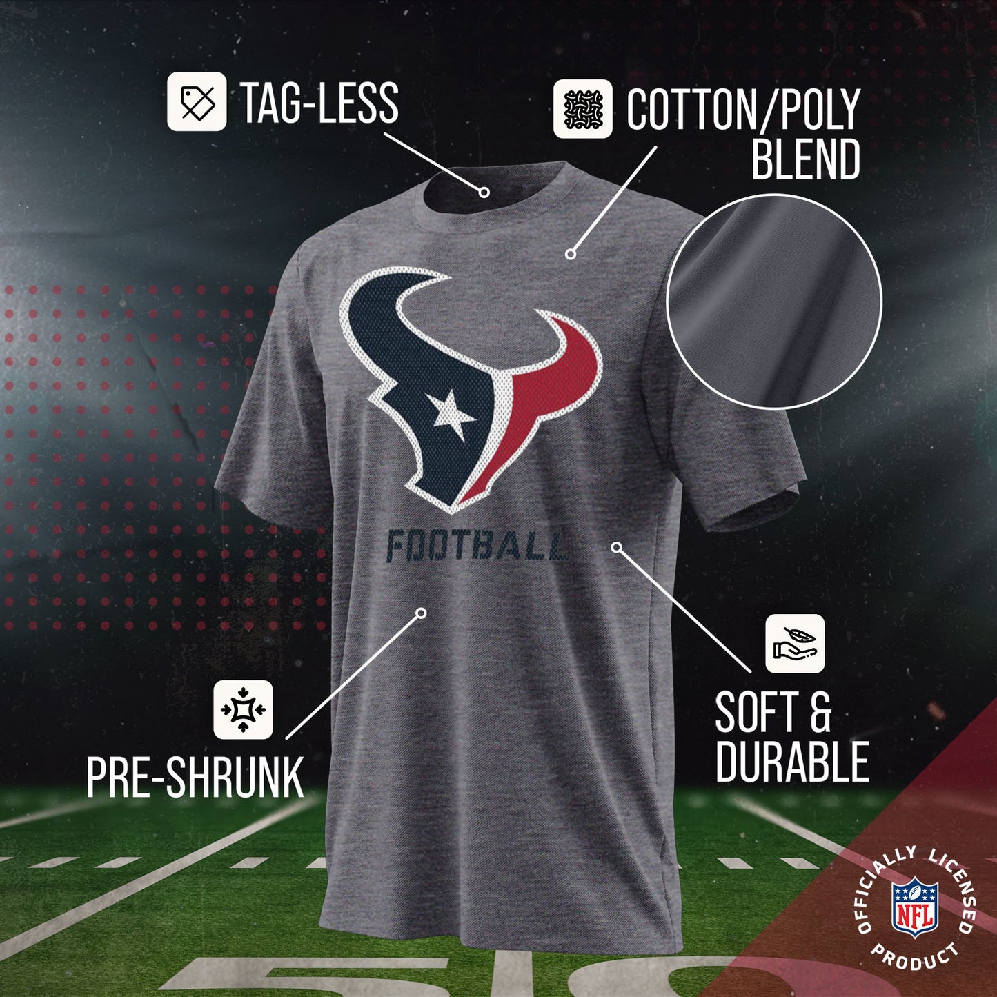 Houston Texans NFL Youth Run City Tee - Sport Gray