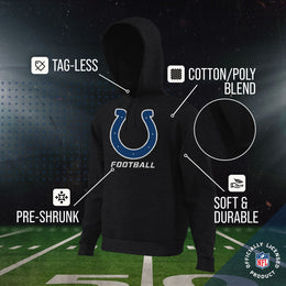 Indianapolis Colts NFL Youth Run City Hoodie- Kids Pro Football Pullover Sweatshirt- Officially Licensed - Black
