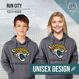 Jacksonville Jaguars NFL Youth Run City Hoodie- Kids Pro Football Pullover Sweatshirt- Officially Licensed - Sport Gray