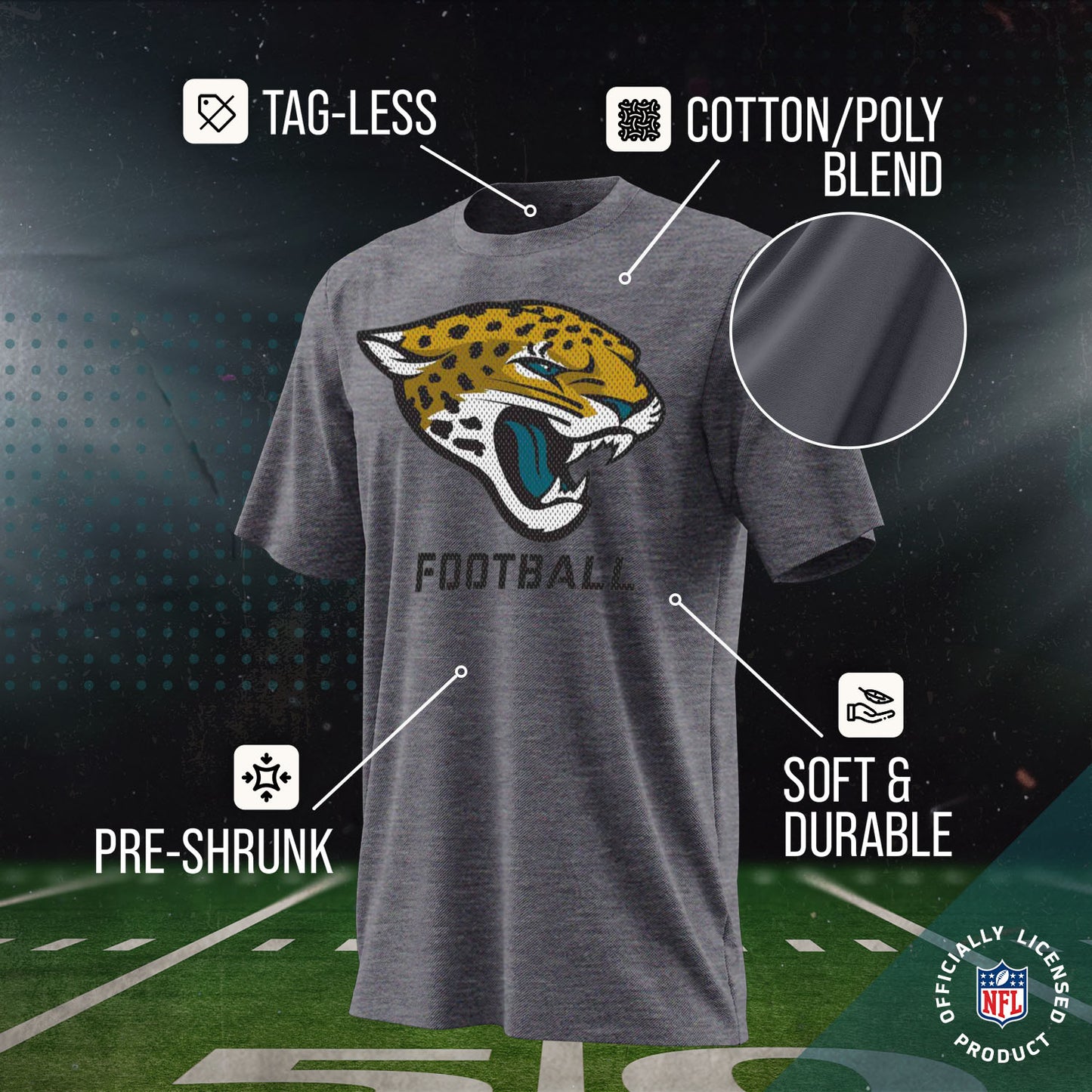 Jacksonville Jaguars NFL Youth Run City Tee - Sport Gray