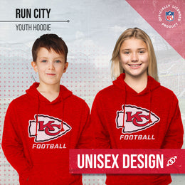 Kansas City Chiefs NFL Youth Run City Hoodie- Kids Pro Football Pullover Sweatshirt- Officially Licensed - Red