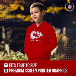 Kansas City Chiefs NFL Youth Run City Hoodie- Kids Pro Football Pullover Sweatshirt- Officially Licensed - Red