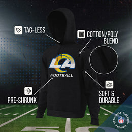 Los Angeles Rams NFL Youth Run City Hoodie- Kids Pro Football Pullover Sweatshirt- Officially Licensed - Black
