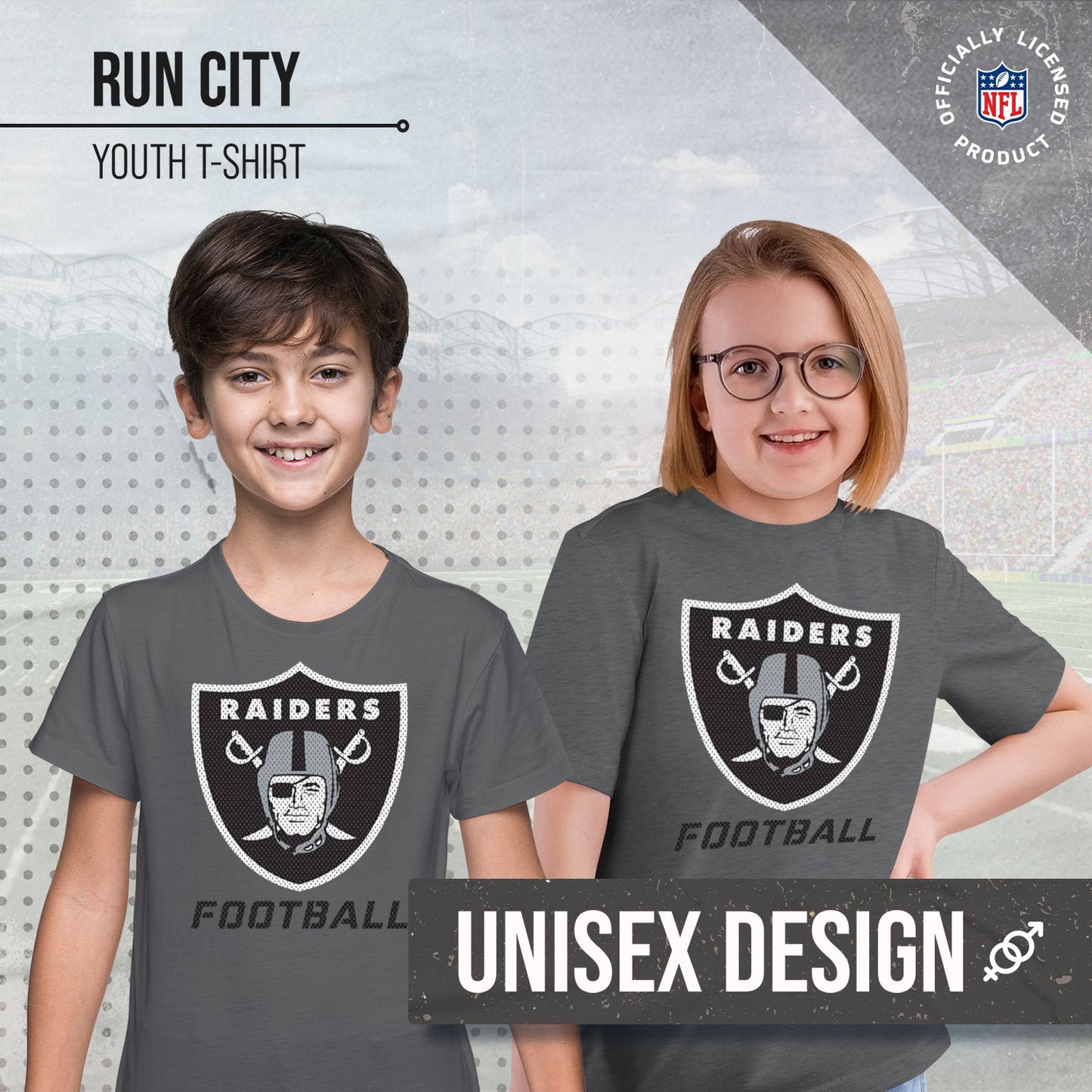 Las Vegas Raiders NFL Youth Run City Tee - Sport Gray