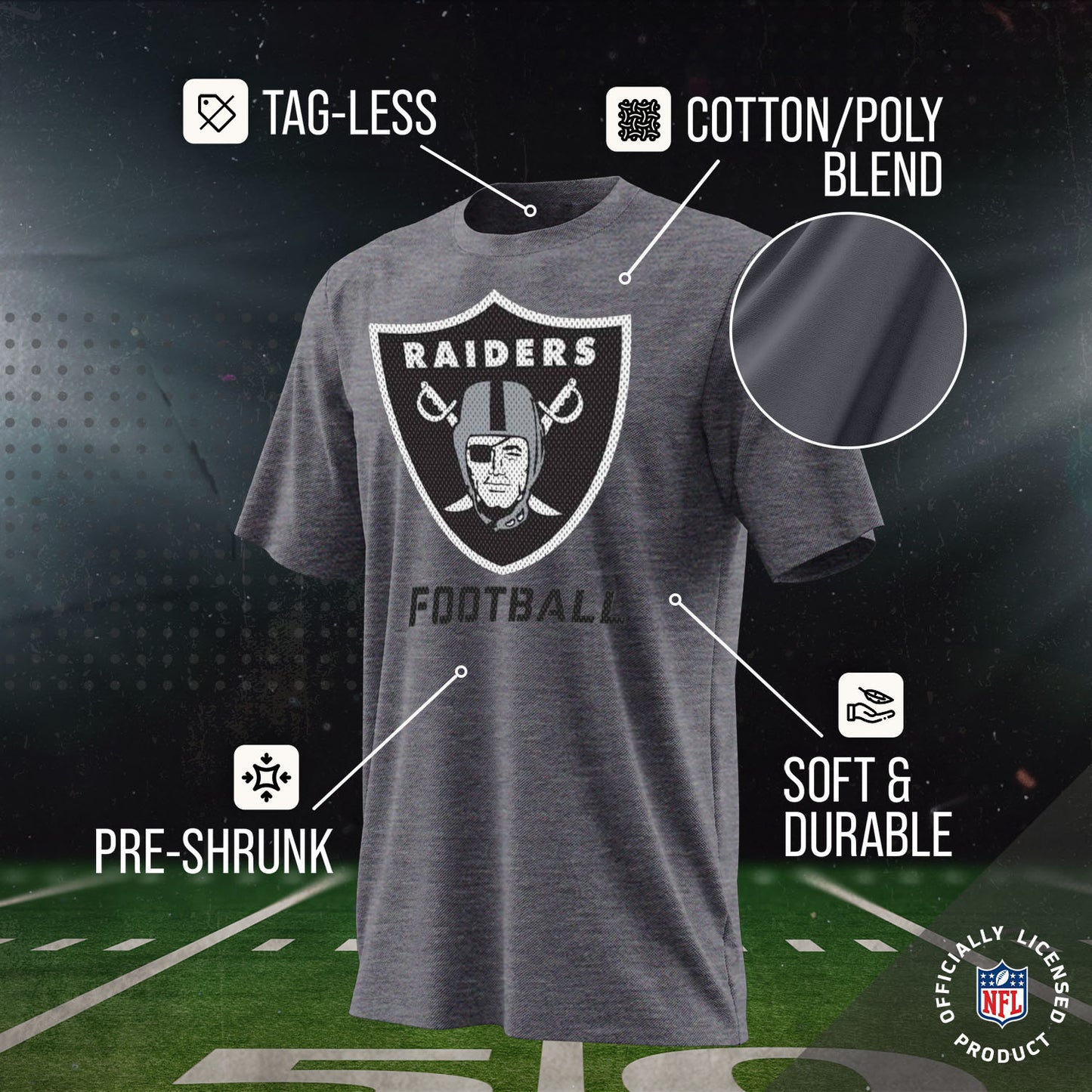 Las Vegas Raiders NFL Youth Run City Tee - Sport Gray