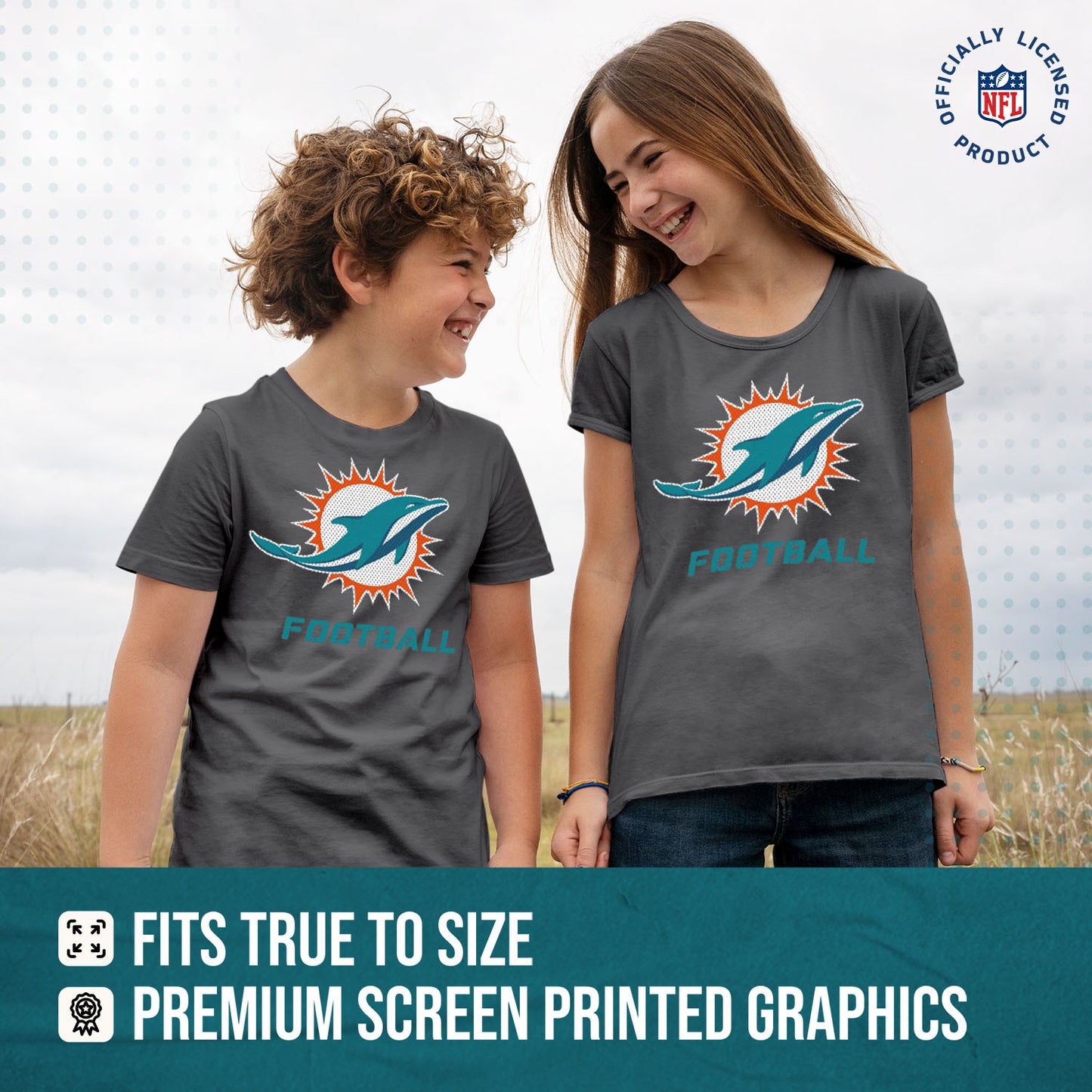 Miami Dolphins NFL Youth Run City Tee - Sport Gray