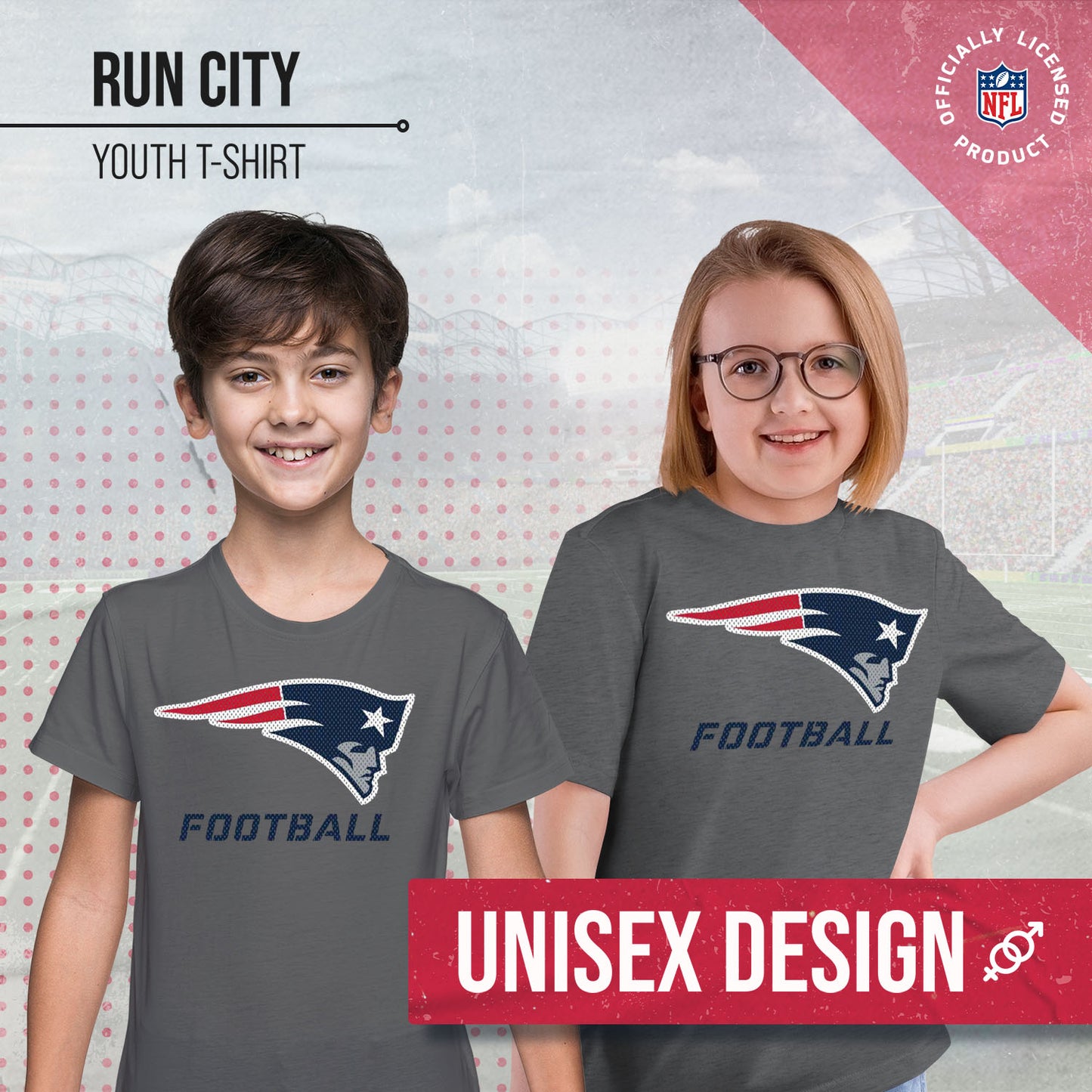 New England Patriots NFL Youth Run City Tee - Sport Gray