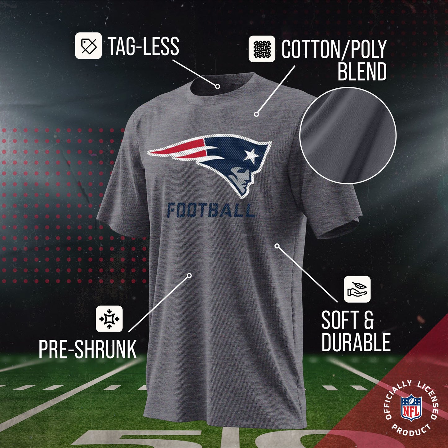New England Patriots NFL Youth Run City Tee - Sport Gray