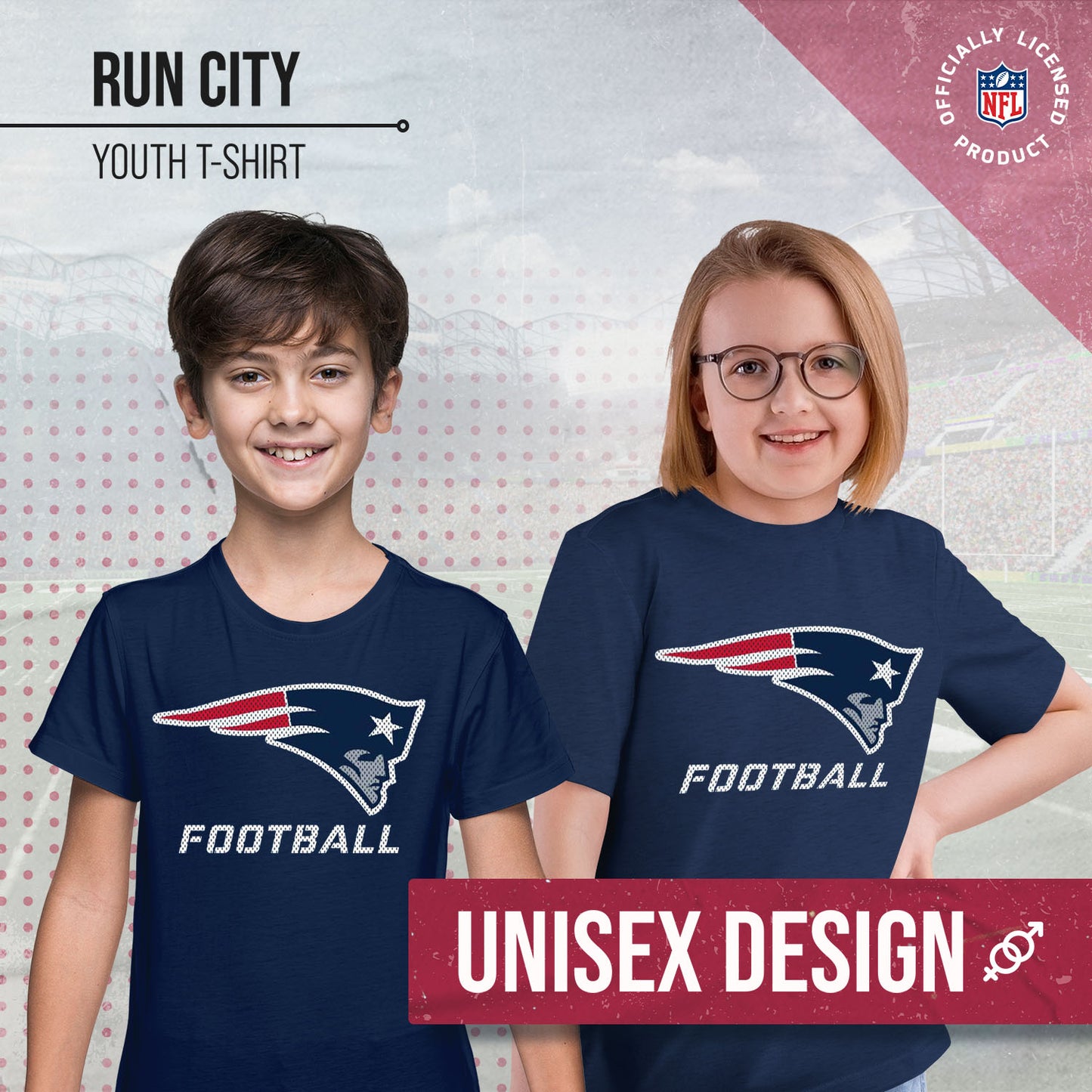 New England Patriots NFL Youth Run City Tee - Navy