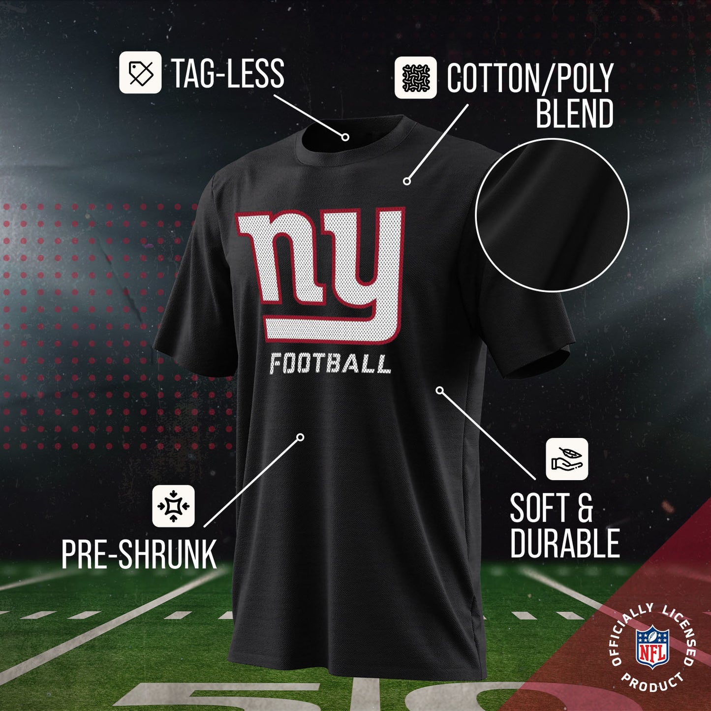New York Giants NFL Youth Run City Tee - Black