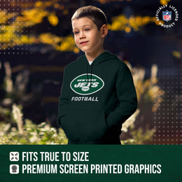 New York Jets NFL Youth Run City Hoodie- Kids Pro Football Pullover Sweatshirt- Officially Licensed - Green
