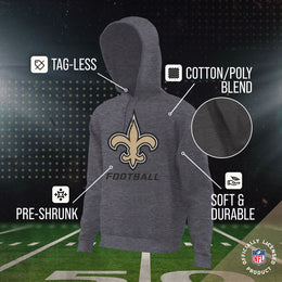 New Orleans Saints NFL Youth Run City Hoodie- Kids Pro Football Pullover Sweatshirt- Officially Licensed - Sport Gray